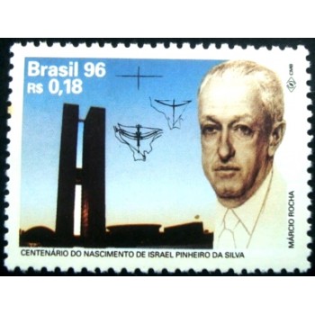 Selo postal do Brasil de 1996 Israel Pinheiro da Silva M