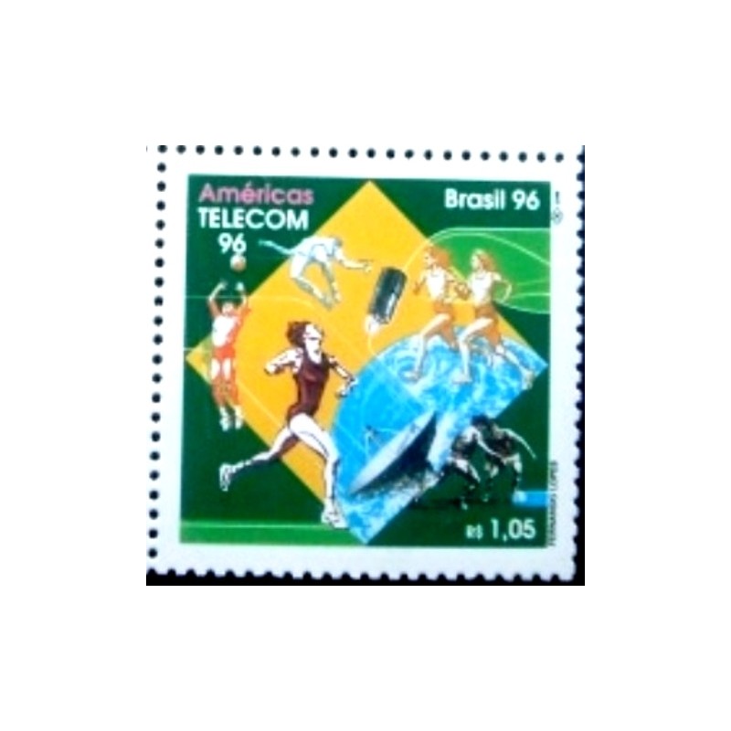 Selo postal do Brasil de 1975 Telecom M