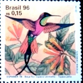 Selo postal do Brasil de 1996 Topázio - vermelho M