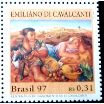 Selo postal do Brasil de 1997 Emiliano Di Cavalcantilcanti M