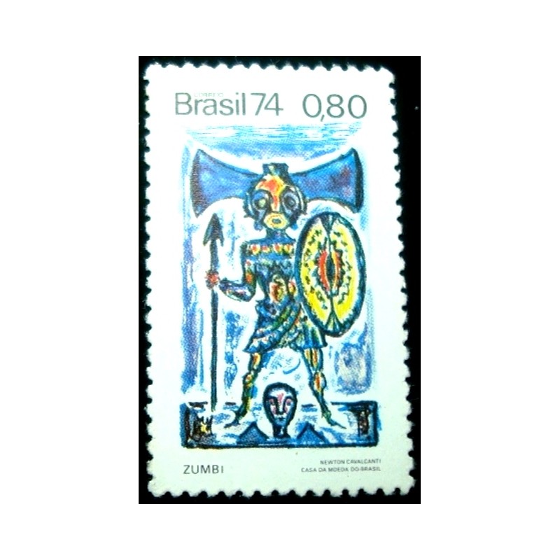 Selo postal do Brasil de 1974 Zumbi M