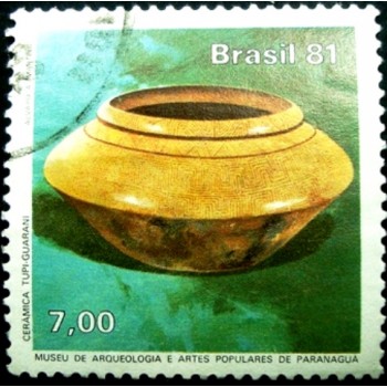 Imagem similar à do selo postal do Brasil de 1981 Cerâmica Tupi-Guarani U