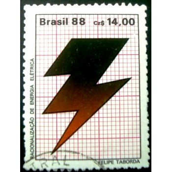 Imagem similar à do selo postal do Brasil de 1988 Energia Elétrica U