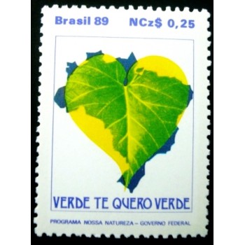 Selo postal do Brasil de 1989 Verde M