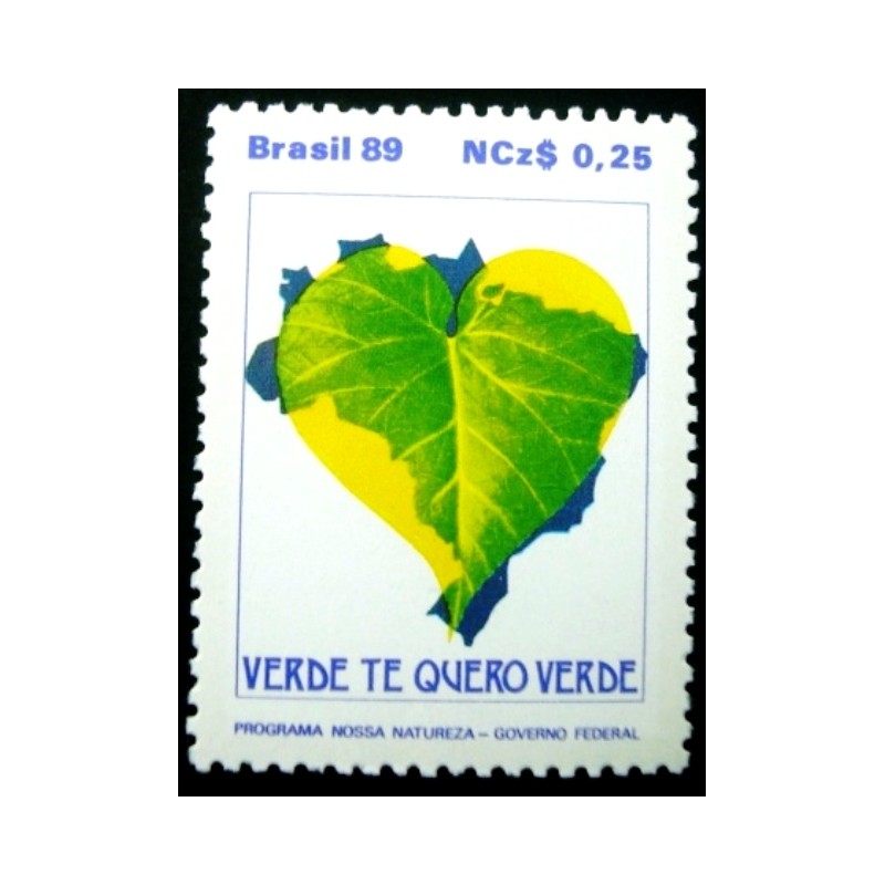 Selo postal do Brasil de 1989 Verde M