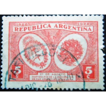 Selo postal da Argentina de 1928 Centennial peace with Brazil U