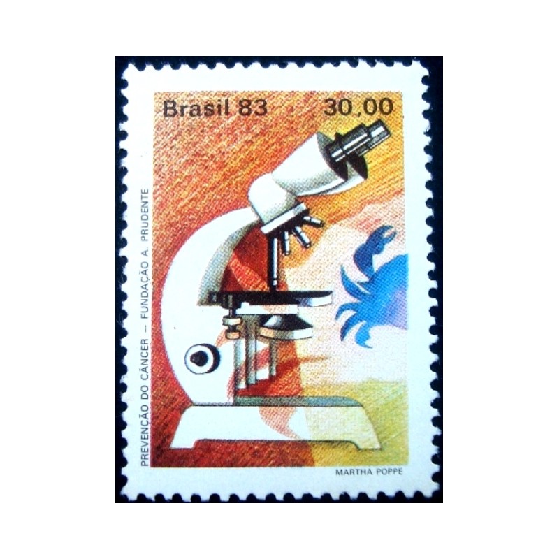 Selo postal do Brasil de 1983 Microscópio M