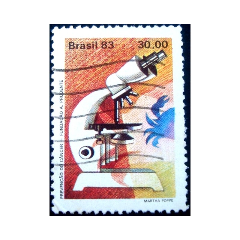 Selo postal do Brasil de 1983 Microscópio U