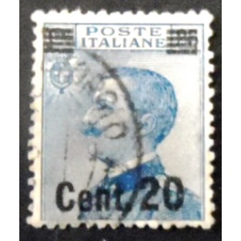 Selo postal da Itália de 1923 King Vittorio Emanuele III overprinted 20