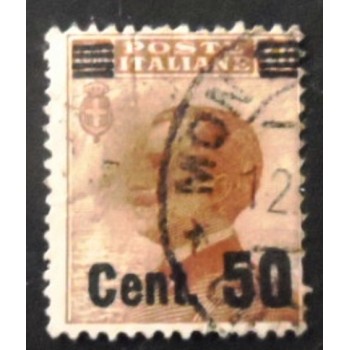 Selo postal da Itália de 1923 King Vittorio Emanuele III overprinted 50