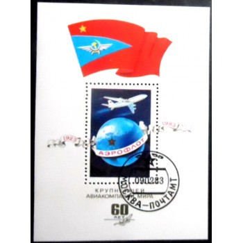 Bloco postal da União Soviética de 1983 Aeroflot