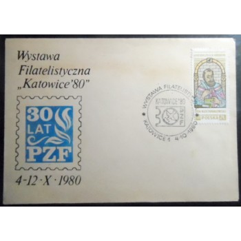 Envelope da Polônia de 1980 Wystawa Filatelistyczna Katowicw 80