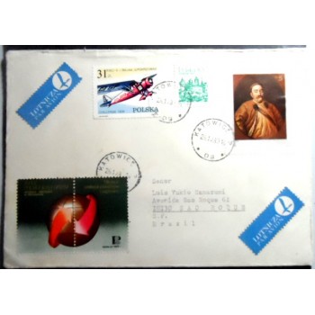 Envelope circulado em 1983 entre Polônia x Brasil