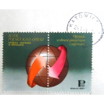 Envelope circulado em 1983 entre Polônia x Brasil - detalhe