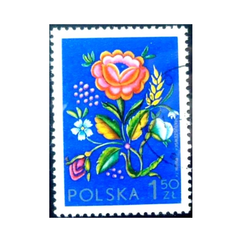 Selo postal da Polônia de 1974 Lowicz U