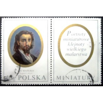 Selo postal da Polônia de 1970 Jan Matejko Label Right U