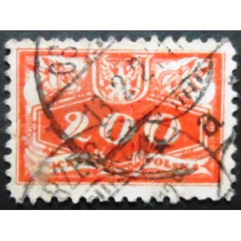 selo postal da Polônia de 1920 Face Value below Coat of Arms 200