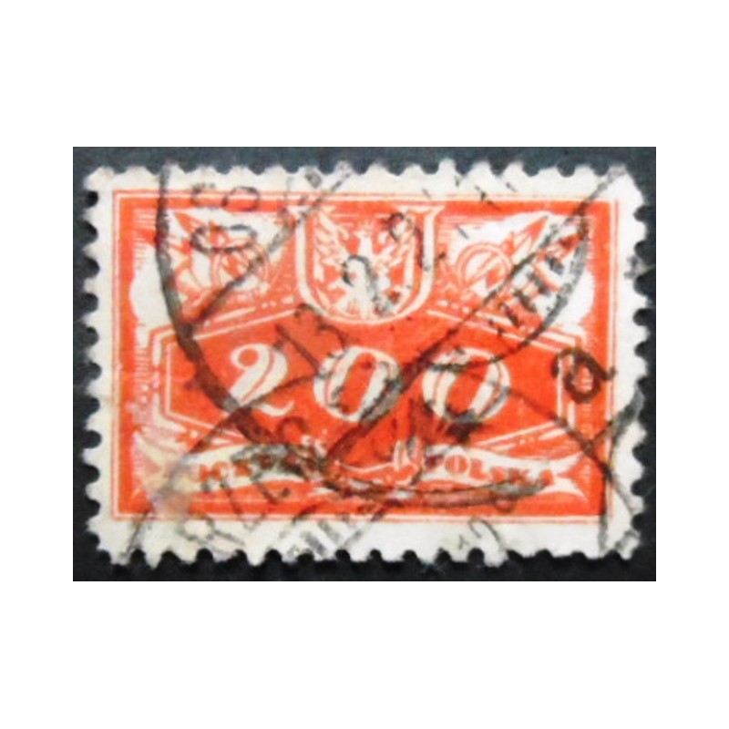 selo postal da Polônia de 1920 Face Value below Coat of Arms 200