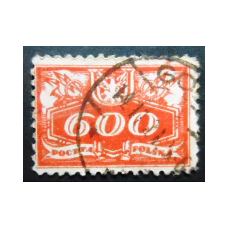 Selo postal da Polônia de 1920 Face Value below Coat of Arms 600