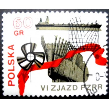 Selo postal da Polônia de 1971 Shipbuilding