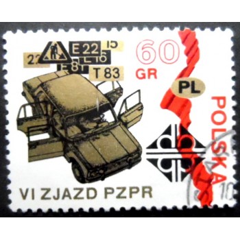 Selo postal da Polônia de 1971 Polish Fiat 125