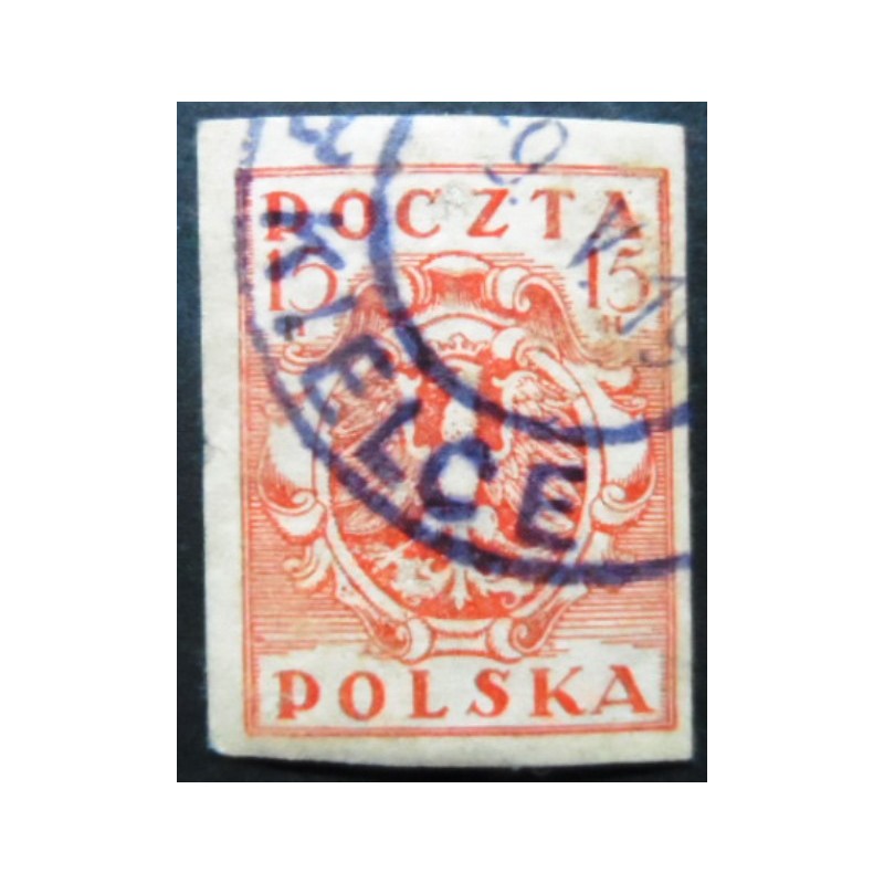 Selo postal da Polônia de 1919 Eagle on a Baroque Shield 15