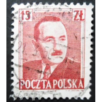 Selo postal da Polônia de 1950 Boleslaw Bierut 15