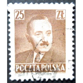 Selo postal da Polônia de 1950 Boleslaw Bierut 25