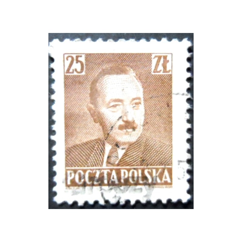 Selo postal da Polônia de 1950 Boleslaw Bierut 25