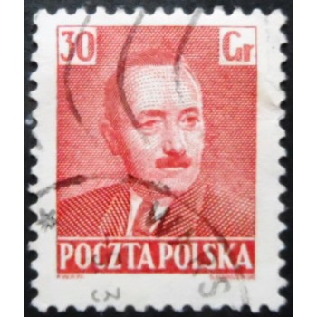 Selo postal da Polônia de 1950 Boleslaw Bierut 30