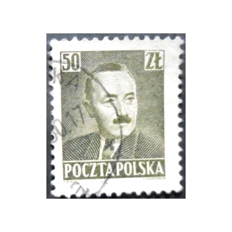 Selo postal da Polônia de 1950 Boleslaw Bierut 50