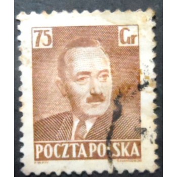 Selo postal da Polônia de 1950 Boleslaw Bierut 75