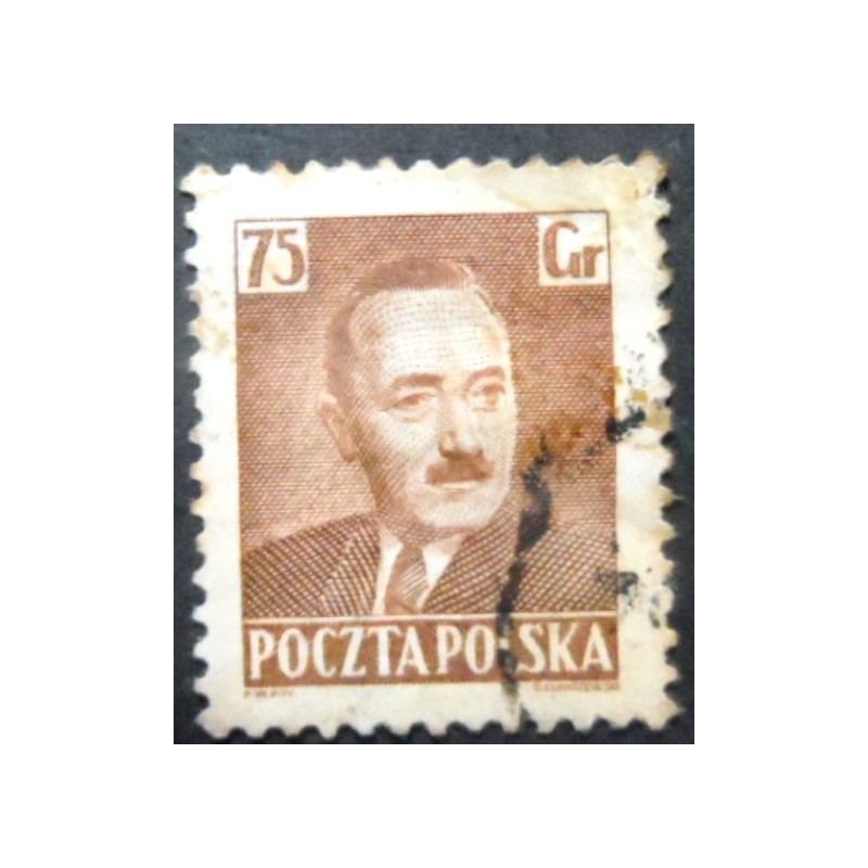 Selo postal da Polônia de 1950 Boleslaw Bierut 75