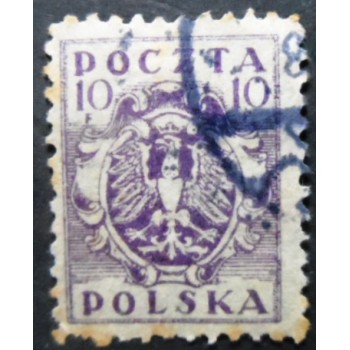 Selo postal da Polônia de 1922 Eagle on a baroque shield 10