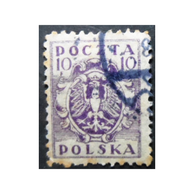 Selo postal da Polônia de 1922 Eagle on a baroque shield 10