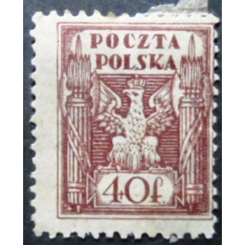 Selo postal da Polônia de 1922 Eagle 40 N