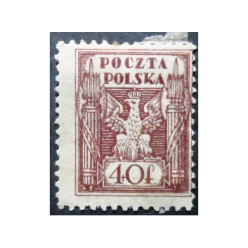 Selo postal da Polônia de 1922 Eagle 40 N