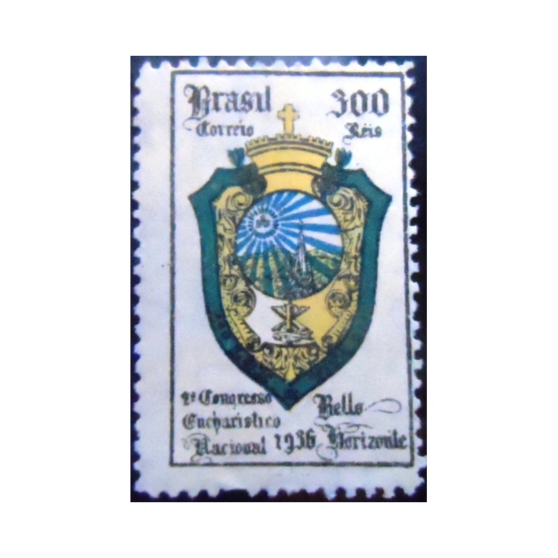 Imagem do Selo postal do Brasil de 1936 Congresso Eucarístico variedade B