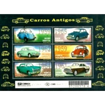 Bloco postal do Brasil de 2001 - Carros Antigos M