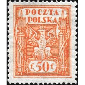 Selo postal da Polônia de 1922 Eagle on a baroque shield 50 N