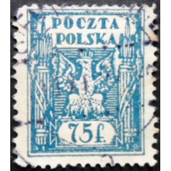 Selo postal da Polônia de 1922 Eagle on a baroque shield 75