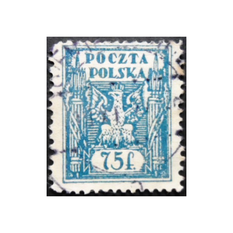 Selo postal da Polônia de 1922 Eagle on a baroque shield 75