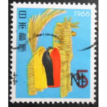 Selo postal do Japão de 1965 Straw Horse U