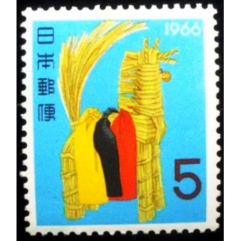 Selo postal do Japão de 1965 Straw Horse M