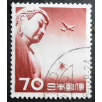 Selo postal do Japão de 1953 Great Buddha of Kamakura Reddish brown