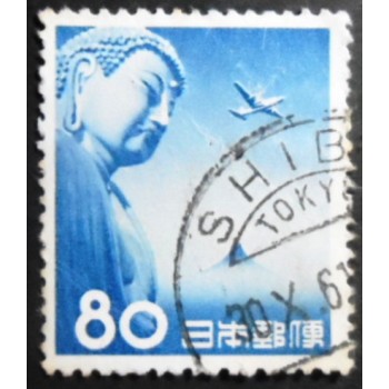 Selo postal do Japão de 1953 Great Buddha of Kamakura Reddish blue