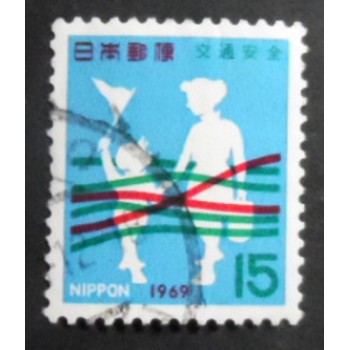 Selo postal do Japão de 1969 Traffic Safety