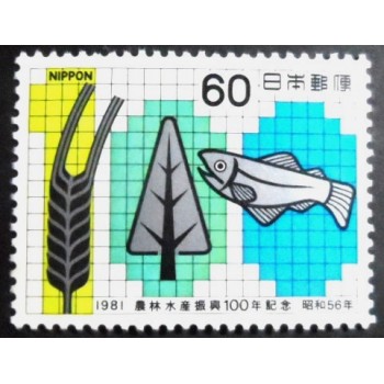 Selo postal do Japão de 1981 Forestry and Fishery Promotion