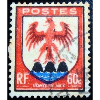 Selo postal da França de 1946 Comte de Nice U