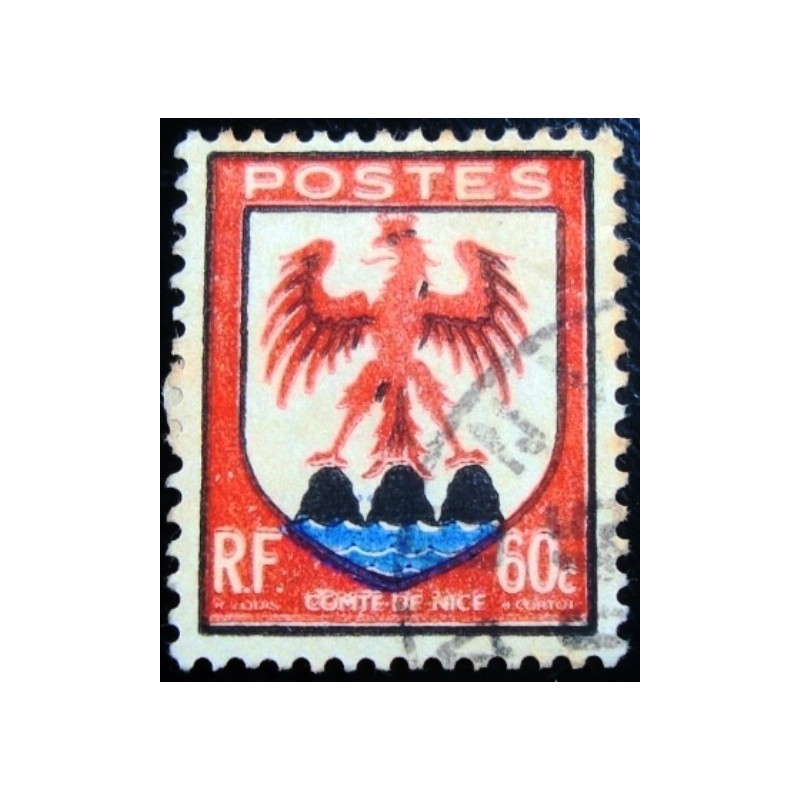 Selo postal da França de 1946 Comte de Nice U